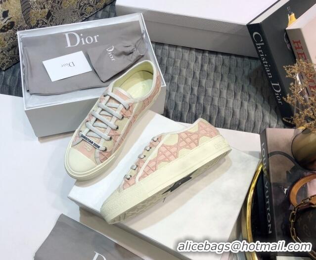 Inexpensive Dior Walk'n'Dior Sneakers in Cannage Embroidered Cotton Pink 226038