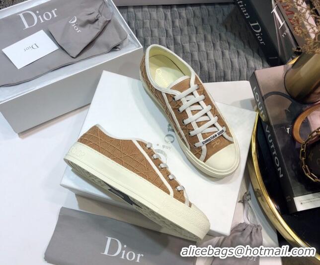 Top Grade Dior Walk'n'Dior Sneakers in Cannage Embroidered Cotton Brown 226039