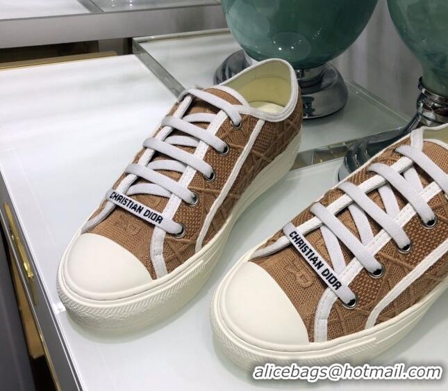 Top Grade Dior Walk'n'Dior Sneakers in Cannage Embroidered Cotton Brown 226039