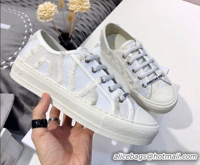 Best Grade Dior Walk'n'Dior Sneakers in Fringe Cotton White 226050