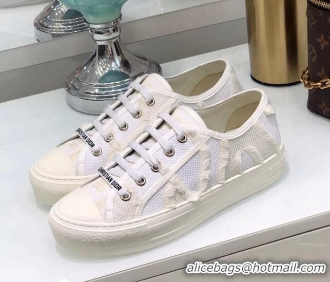 Best Grade Dior Walk'n'Dior Sneakers in Fringe Cotton White 226050