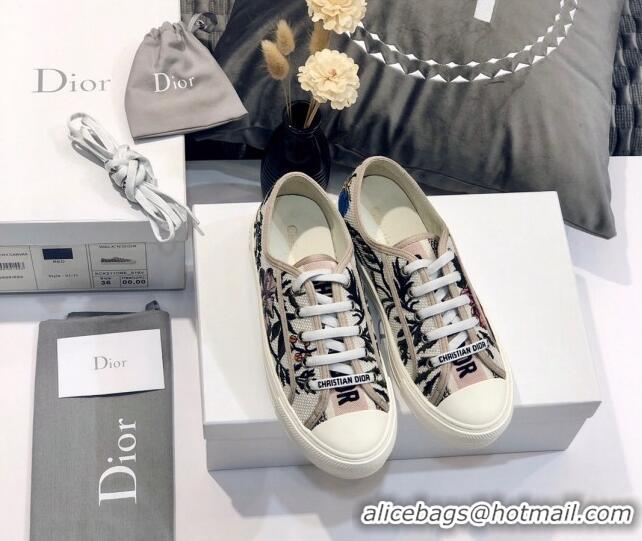 Buy Luxury Dior Walk'n'Dior Sneakers in Embroidered Cotton Pink/Multicolor 226051