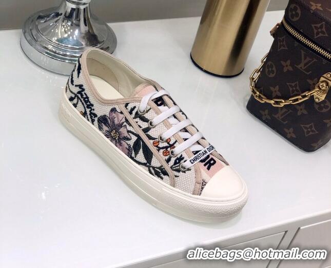 Buy Luxury Dior Walk'n'Dior Sneakers in Embroidered Cotton Pink/Multicolor 226051