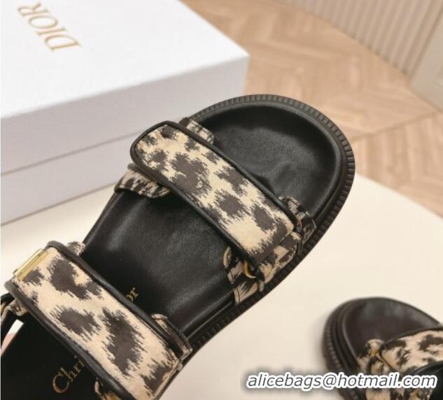 Top Grade Dior Dioract Flat Strap Sandal in Printed Canvas Beige/Black 226058