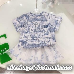 ​Well Crafted Dior T-shirt and Skirt D040309 Blue 2024 (Kids)