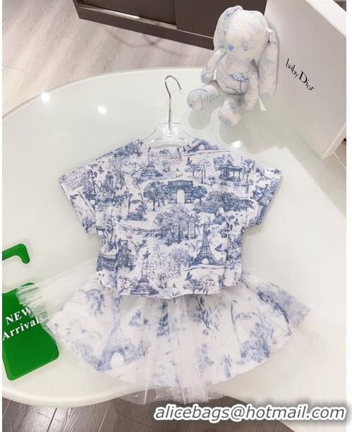 ​Well Crafted Dior T-shirt and Skirt D040309 Blue 2024 (Kids)