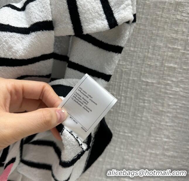 ​Top Quality Chanel Knit Dress CH040122 Black/White/Pink 2024