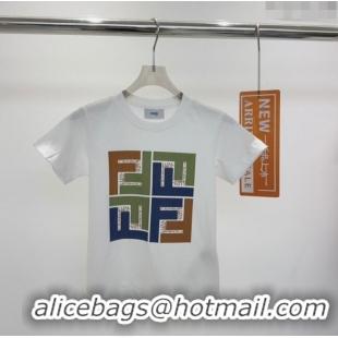 ​Famous Brand Fendi T-shirt F040305 White/Green 2024 (Kids)