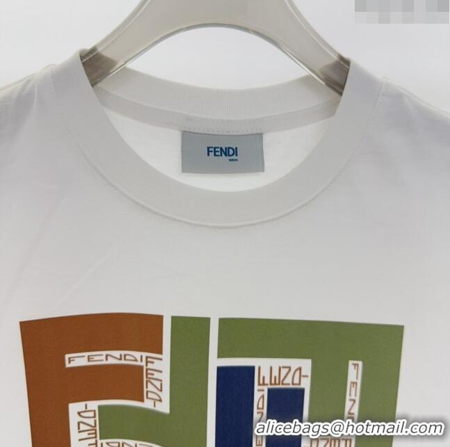 ​Famous Brand Fendi T-shirt F040305 White/Green 2024 (Kids)