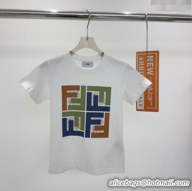 ​Famous Brand Fendi T-shirt F040305 White/Green 2024 (Kids)