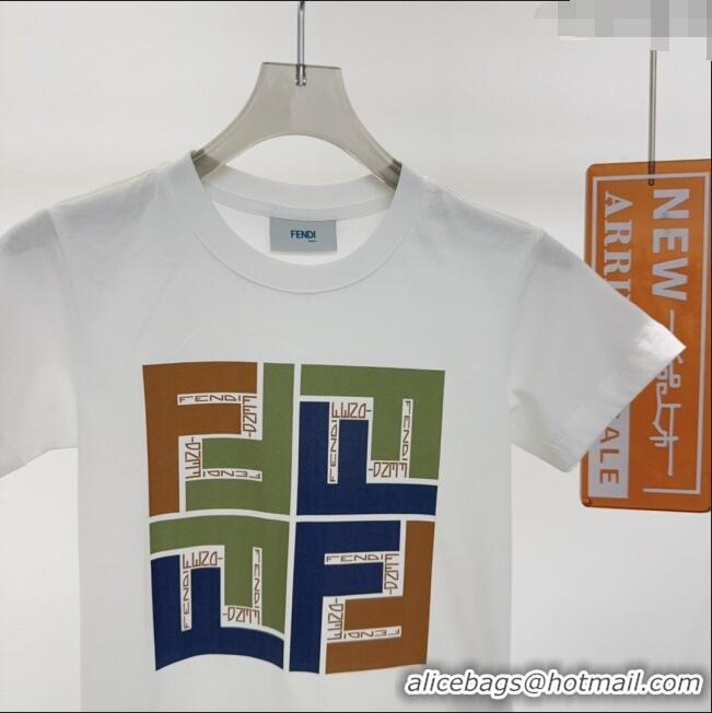 ​Famous Brand Fendi T-shirt F040305 White/Green 2024 (Kids)