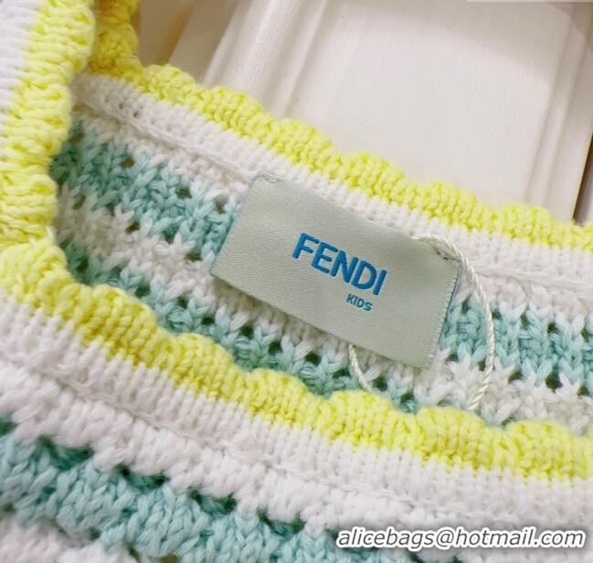 Promotional Fendi Knit Vest and Skirt F040308 Yellow/Blue 2024 (Kids)