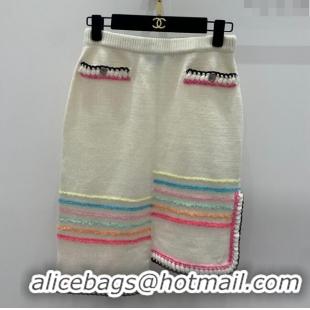 Luxury Discount Chanel Knit Skirt CH040313 White 2024