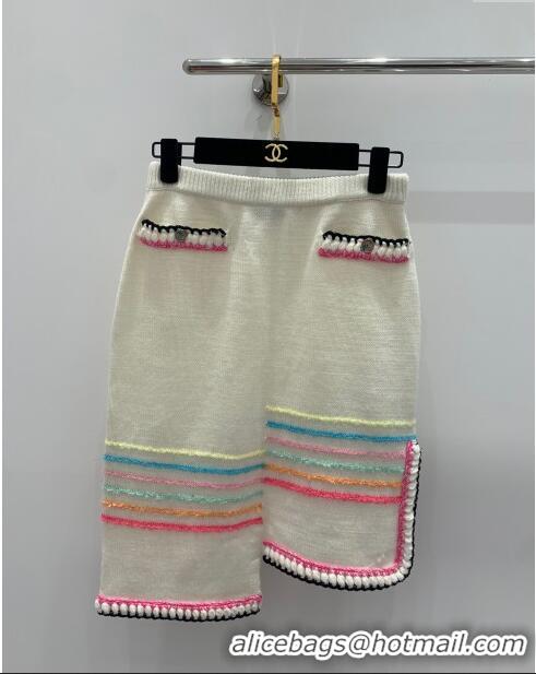 Luxury Discount Chanel Knit Skirt CH040313 White 2024