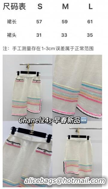 Luxury Discount Chanel Knit Skirt CH040313 White 2024