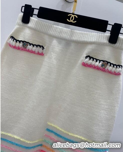 Luxury Discount Chanel Knit Skirt CH040313 White 2024