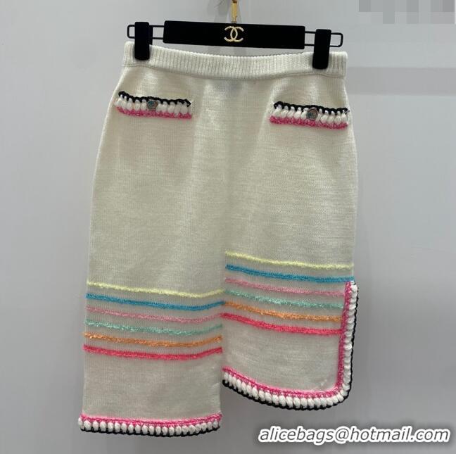 Luxury Discount Chanel Knit Skirt CH040313 White 2024