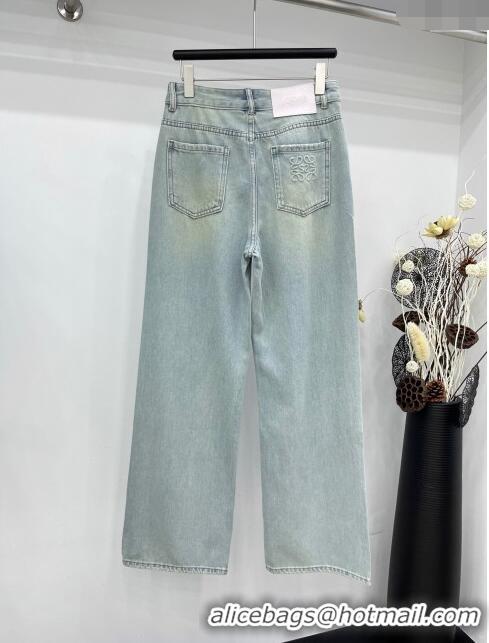 Promotional Loewe Crystal Denim Jeans L040323 Light Blue 2024