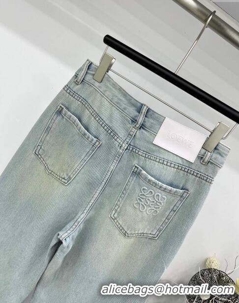 Promotional Loewe Crystal Denim Jeans L040323 Light Blue 2024