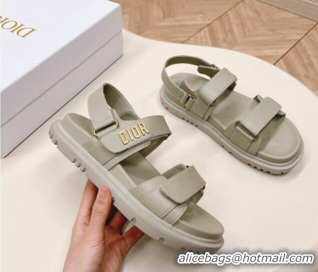 Charming Dior Dioract Flat Strap Sandal in Grey Calfskin 226065