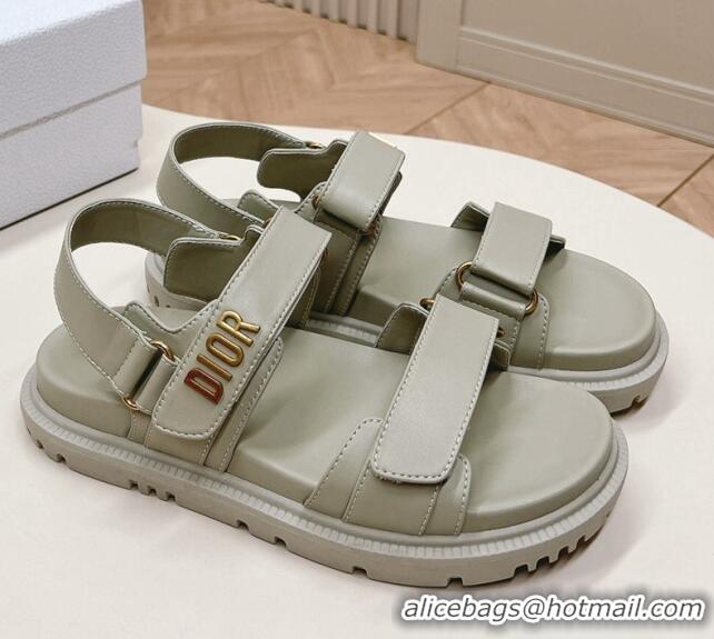 Charming Dior Dioract Flat Strap Sandal in Grey Calfskin 226065