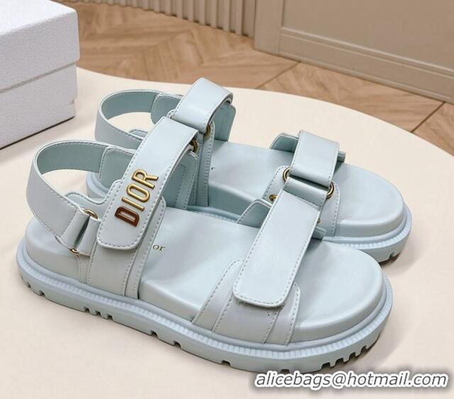 Pretty Style Dior Dioract Flat Strap Sandal in Light Blue Calfskin 226066