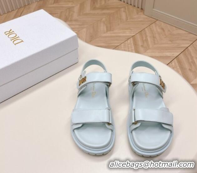 Pretty Style Dior Dioract Flat Strap Sandal in Light Blue Calfskin 226066