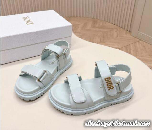 Pretty Style Dior Dioract Flat Strap Sandal in Light Blue Calfskin 226066