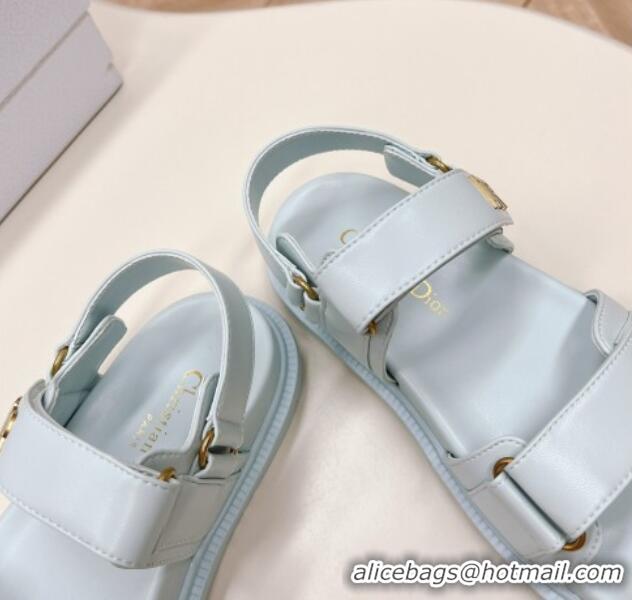 Pretty Style Dior Dioract Flat Strap Sandal in Light Blue Calfskin 226066