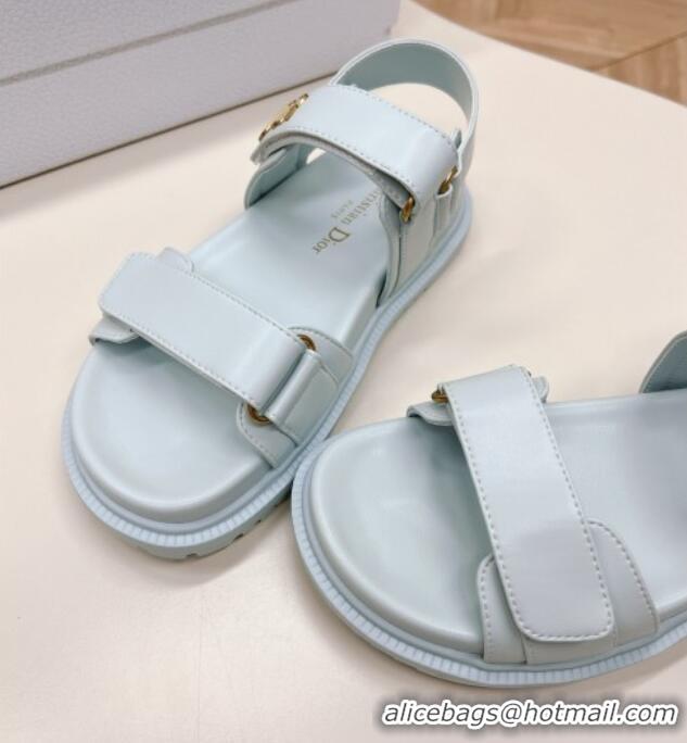 Pretty Style Dior Dioract Flat Strap Sandal in Light Blue Calfskin 226066