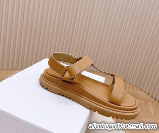 Perfect Dior D-Wave Sandal in Calfskin Light Brown 226069