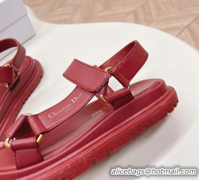 Best Grade Dior D-Wave Sandal in Calfskin Red 226070 