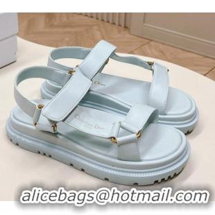 Shop Duplicate Dior D-Wave Sandal in Calfskin Light Blue 226072