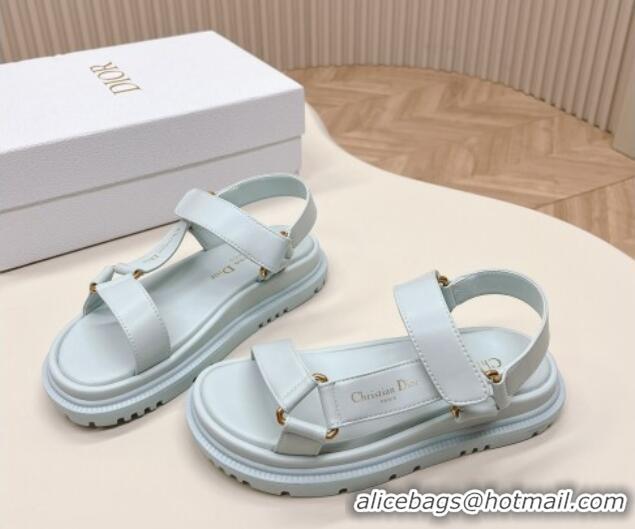 Shop Duplicate Dior D-Wave Sandal in Calfskin Light Blue 226072