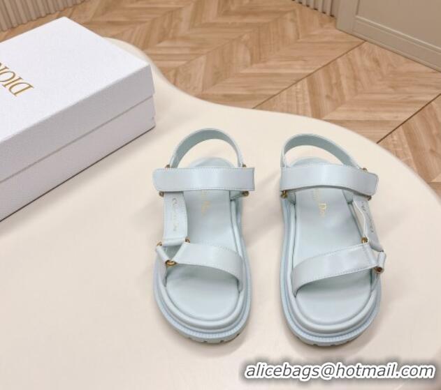 Shop Duplicate Dior D-Wave Sandal in Calfskin Light Blue 226072