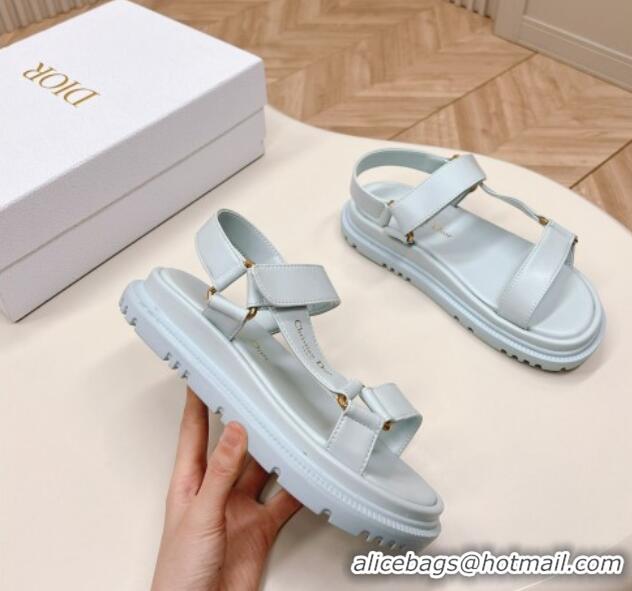 Shop Duplicate Dior D-Wave Sandal in Calfskin Light Blue 226072