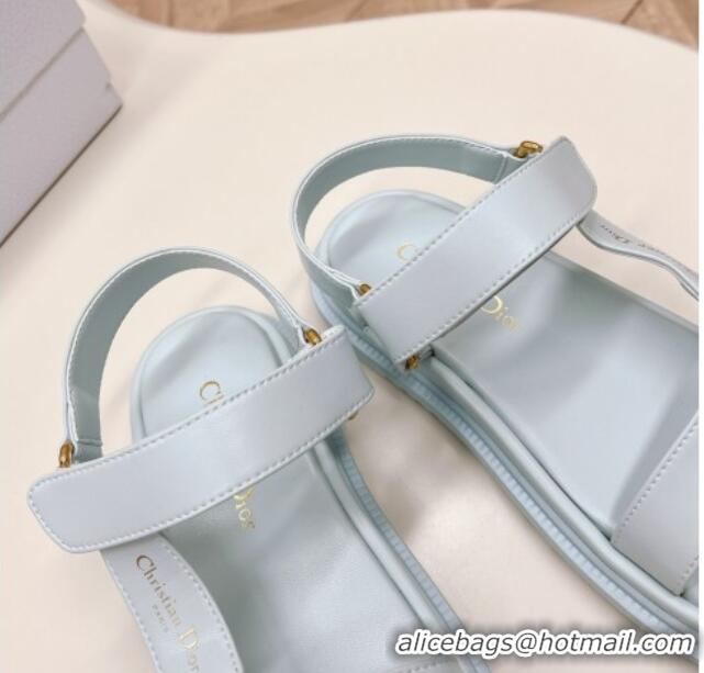 Shop Duplicate Dior D-Wave Sandal in Calfskin Light Blue 226072