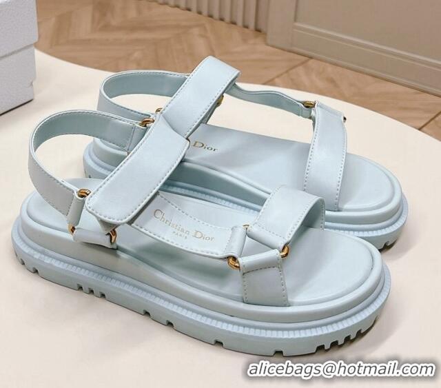 Shop Duplicate Dior D-Wave Sandal in Calfskin Light Blue 226072