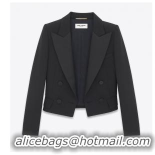 ​Reasonable Price Saint Laurent Cropped wool tuxedo jacket YSL8486 Black