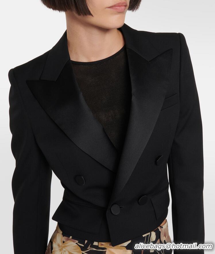 ​Reasonable Price Saint Laurent Cropped wool tuxedo jacket YSL8486 Black