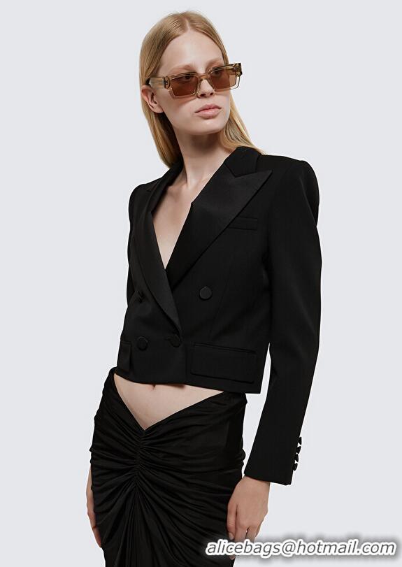 ​Reasonable Price Saint Laurent Cropped wool tuxedo jacket YSL8486 Black