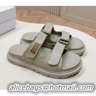 Popular Style Dior Dioract Slide Sandals in Calfskin Grey 226075