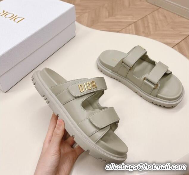 Popular Style Dior Dioract Slide Sandals in Calfskin Grey 226075