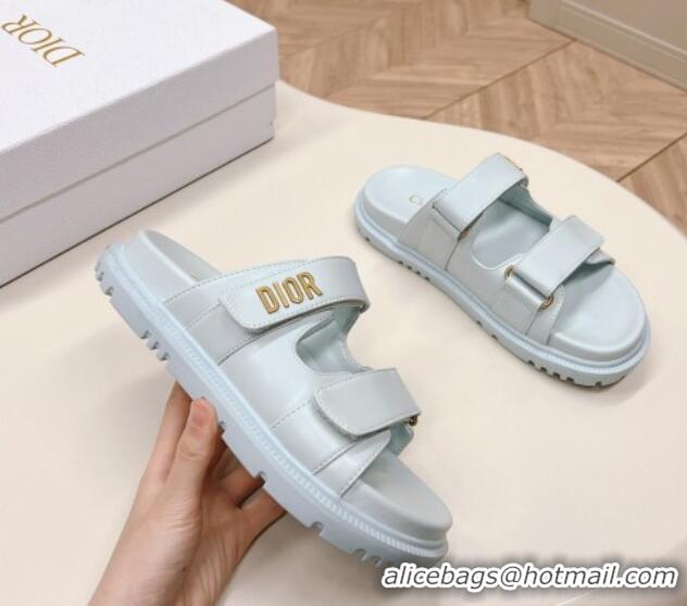 Top Grade Dior Dioract Slide Sandals in Calfskin Light Blue 226077