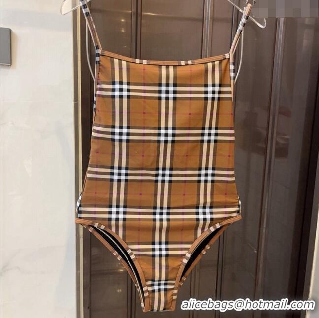 ​Well Crafted Burberry Check Swimwear 0306 Brown 2024