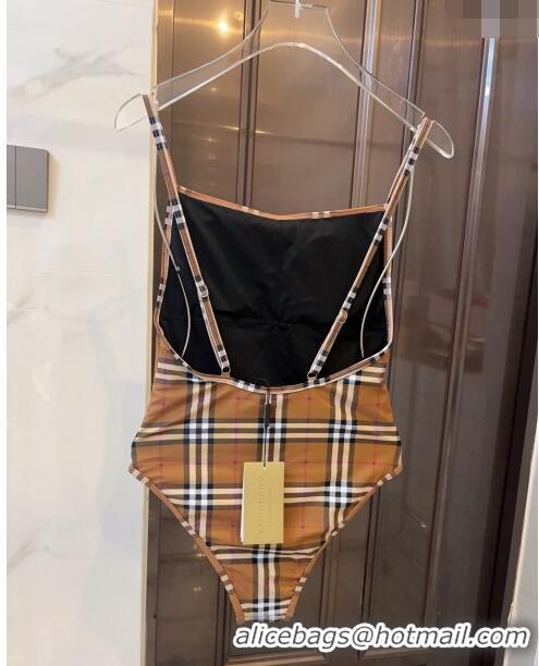 ​Well Crafted Burberry Check Swimwear 0306 Brown 2024