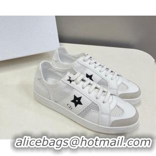 Charming Dior CD Star Calfskin and Mesh Sneakers White/Black 325136