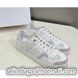 Fashion Dior CD Star Calfskin and Mesh Sneakers White/Grey 325137