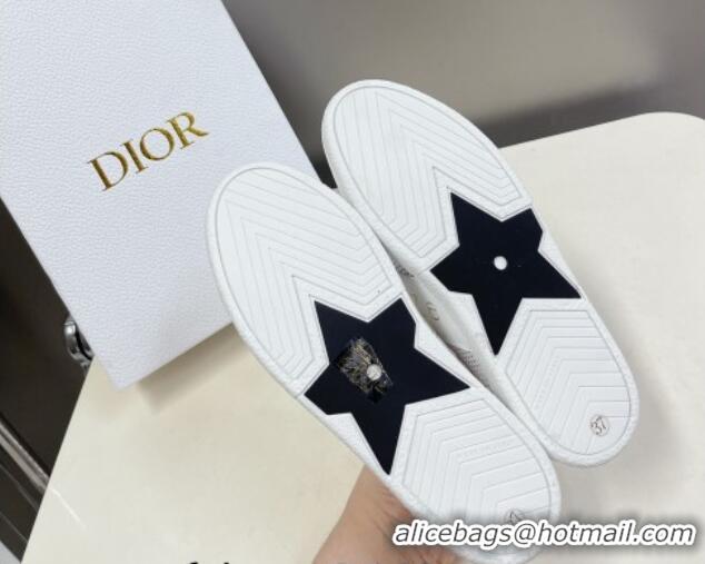 Fashion Dior CD Star Calfskin and Mesh Sneakers White/Grey 325137