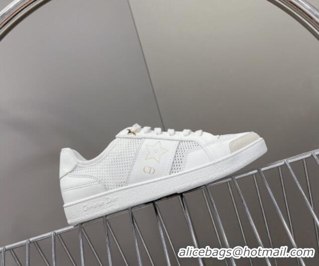 Fashion Dior CD Star Calfskin and Mesh Sneakers White/Grey 325137